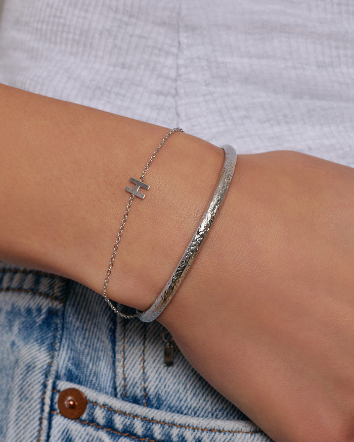 Mini Initial Silver Bracelet