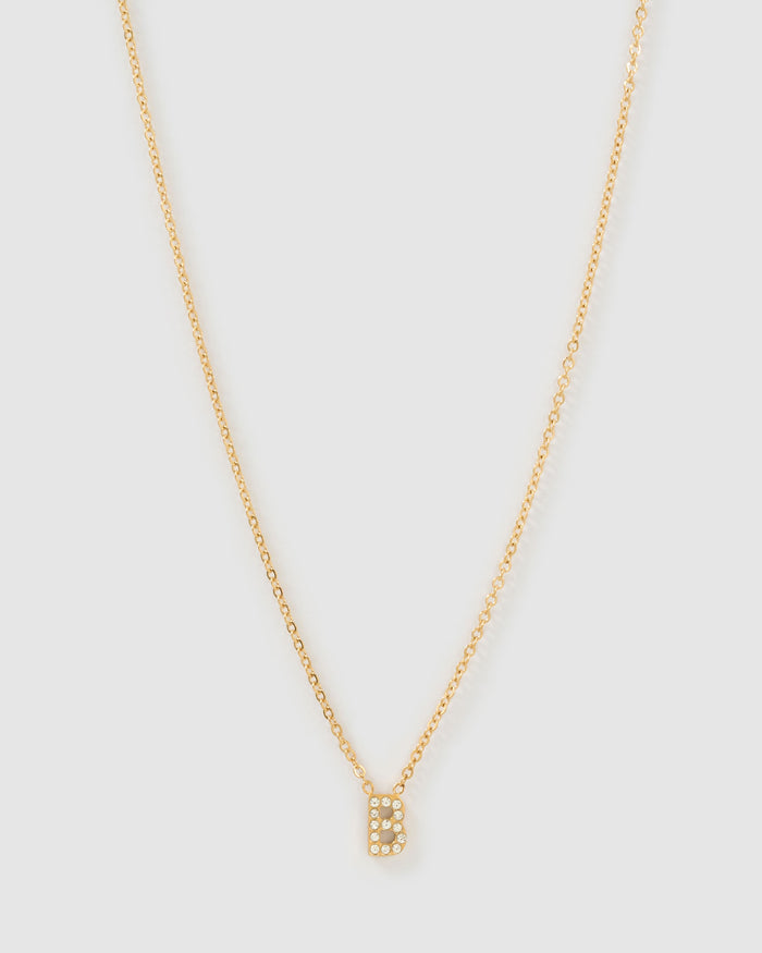 Mini Initial Stone Necklace