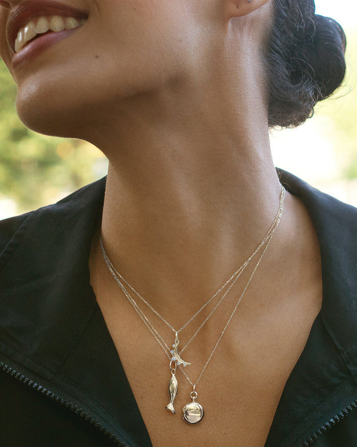 Mini “Perseverance” Fish Charm Necklace