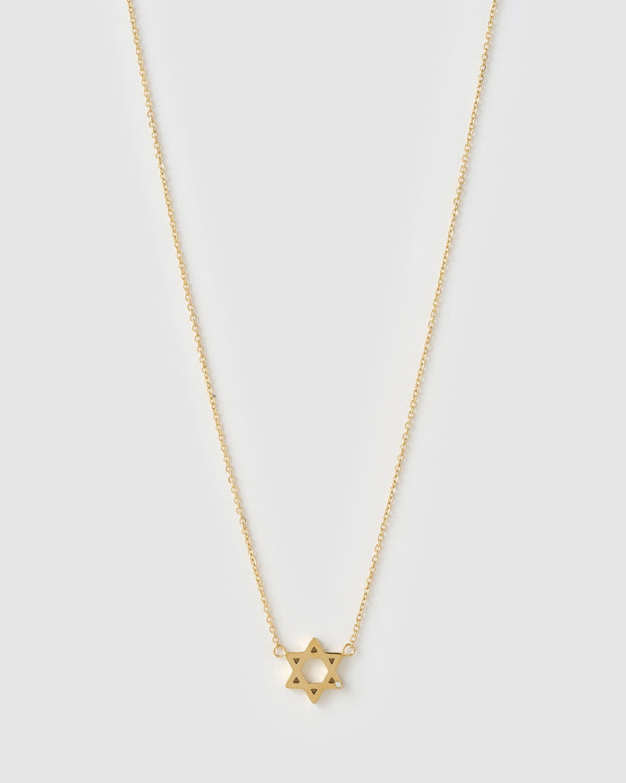 Mini Star Of David Gold Necklace