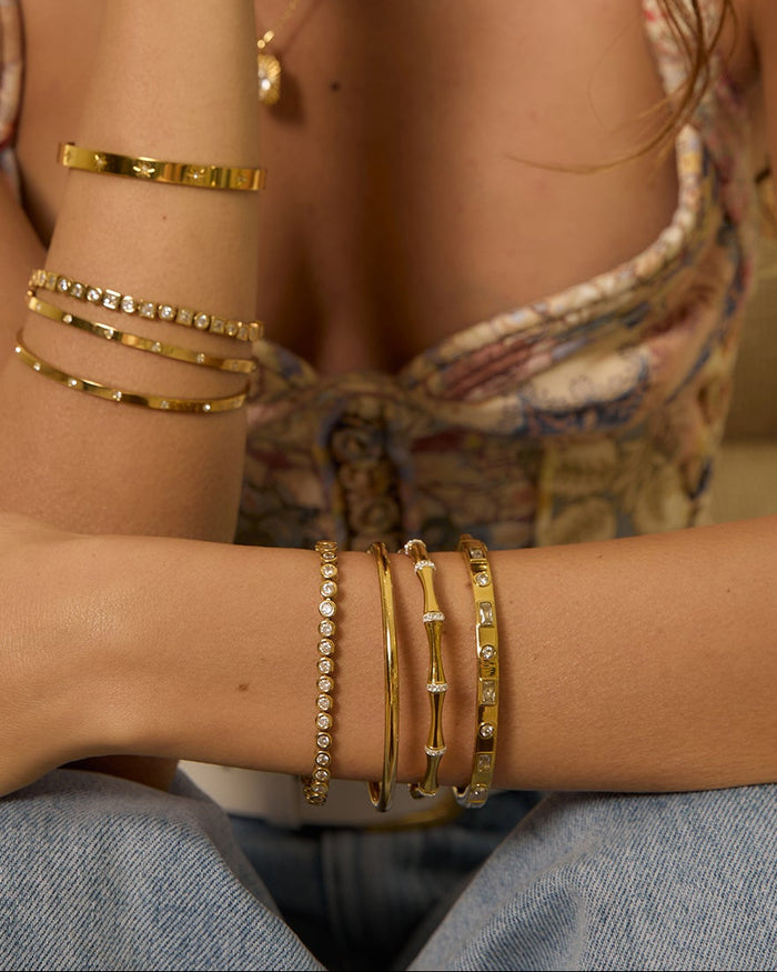 Nadia Gold Cuff Bracelet - Stone