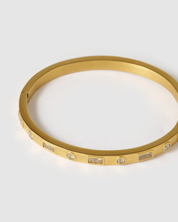Nadia Gold Cuff Bracelet - Stone