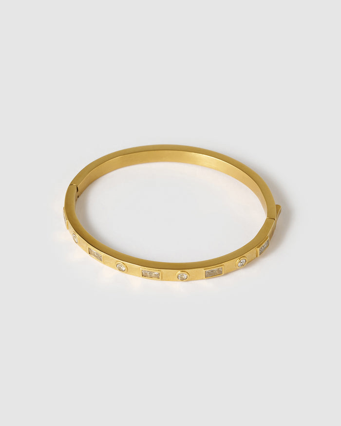 Nadia Gold Cuff Bracelet - Stone