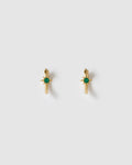 Nova Gold Huggie Earrings - Emerald
