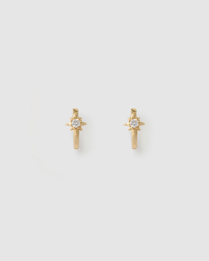 Nova Gold Huggie Earrings - Stone