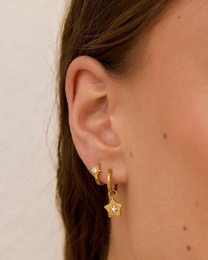 Nova Gold Huggie Earrings - Stone