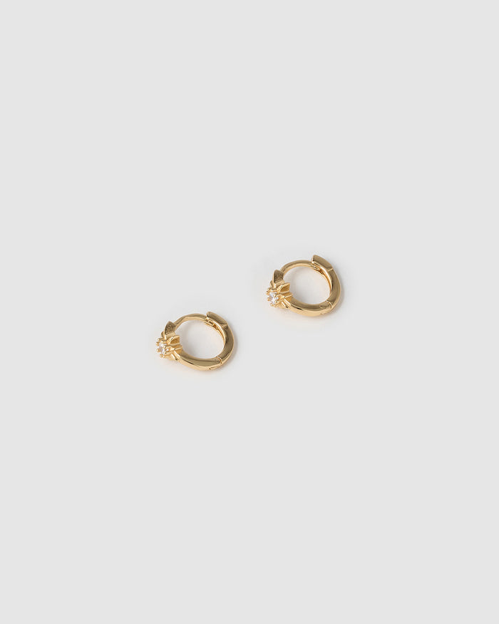 Nova Gold Huggie Earrings - Stone