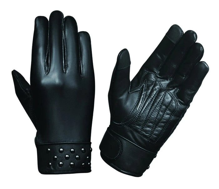 Onyx Stud - Women's Lambskin Leather Motorcycle Gloves