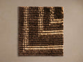 Orla Hand-Knotted Rug Swatch: Vertical rectangular sample with textured dark brown & light beige horizontal stripes.