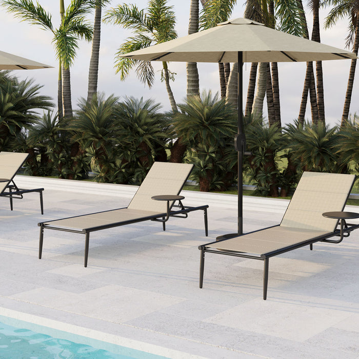 Outdoor Chaise Lounge Chair with Textilene