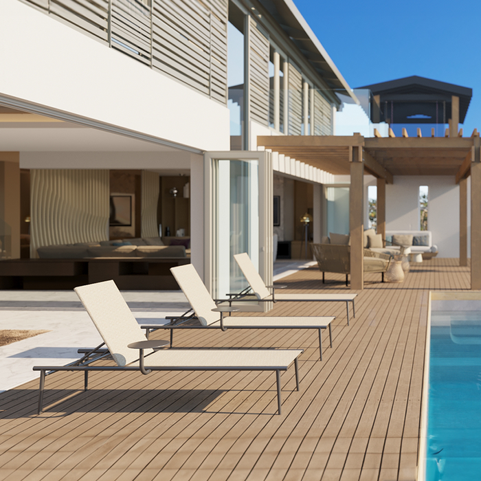 Outdoor Chaise Lounge Chair with Textilene