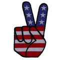P634 Peace Hand Sign with American Flag Patriotic Iron on Patch