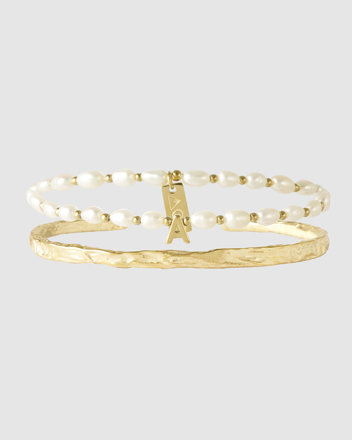 Pearl Initial Bracelet Stack