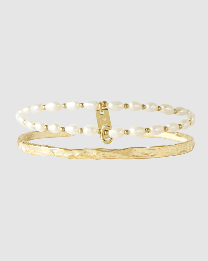 Pearl Initial Bracelet Stack