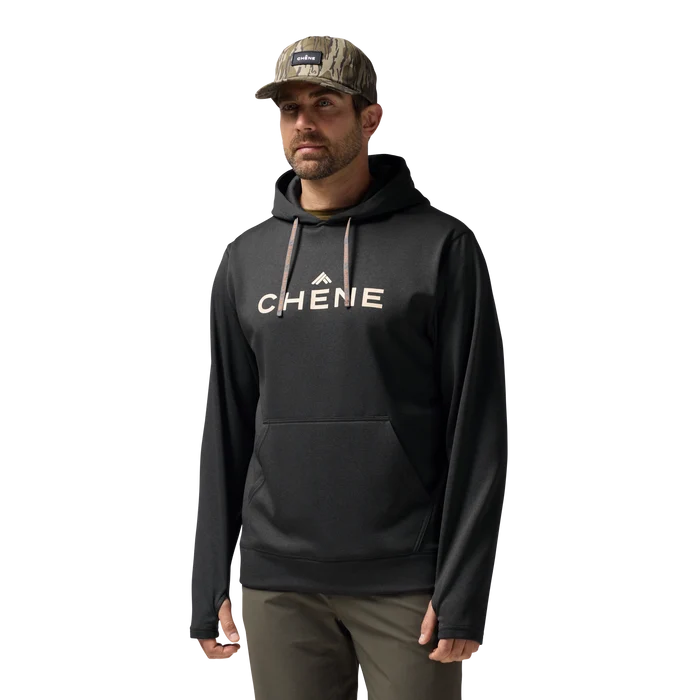 Performance Hoodie in Heather Black, on model #heather_black