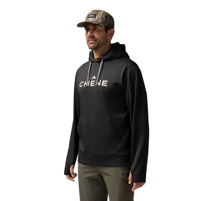 Performance Hoodie in Heather Black, on model #heather_black