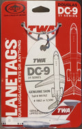 Plane Tag TWA DC9-White