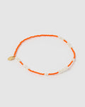 Poppy Pearl & Glass Beaded Anklet - Orange