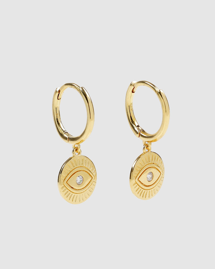 Protective Eye Gold Hoop Huggies