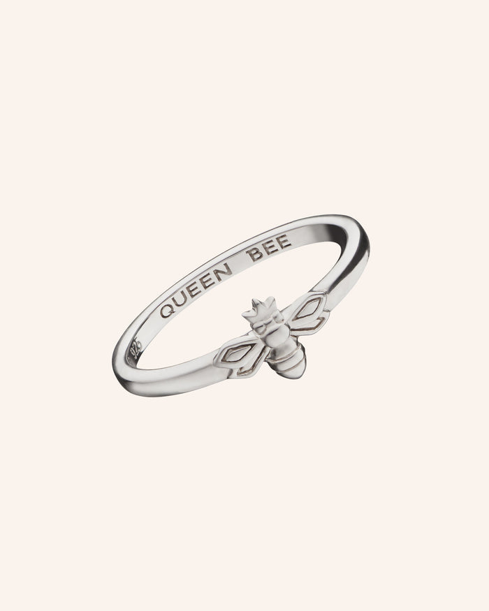 Queen Bee Poesy Sterling Silver Stackable Ring