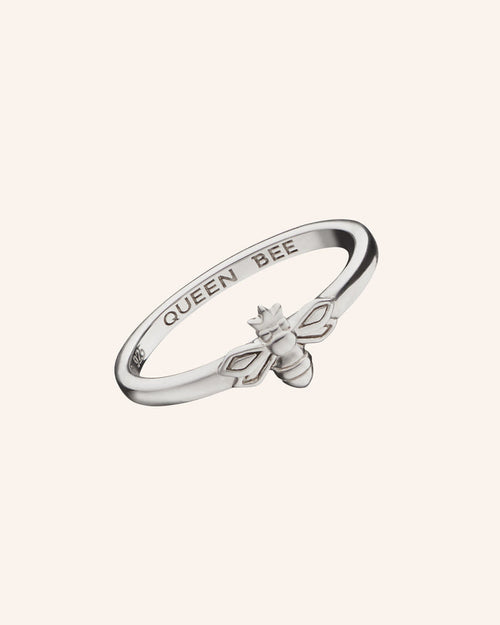 Queen Bee Poesy Sterling Silver Stackable Ring