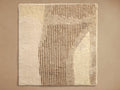 Quinton Hand-Knotted Rug Swatch with abstract cream, beige, and brown patterns, featuring raised vertical stripes.