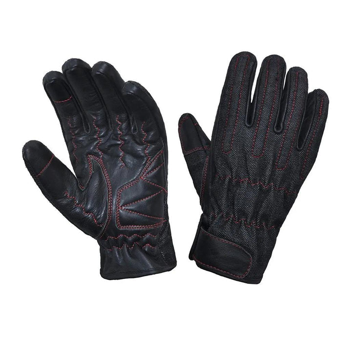 Redline - Men's Leather/Denim Motorcycle Gloves