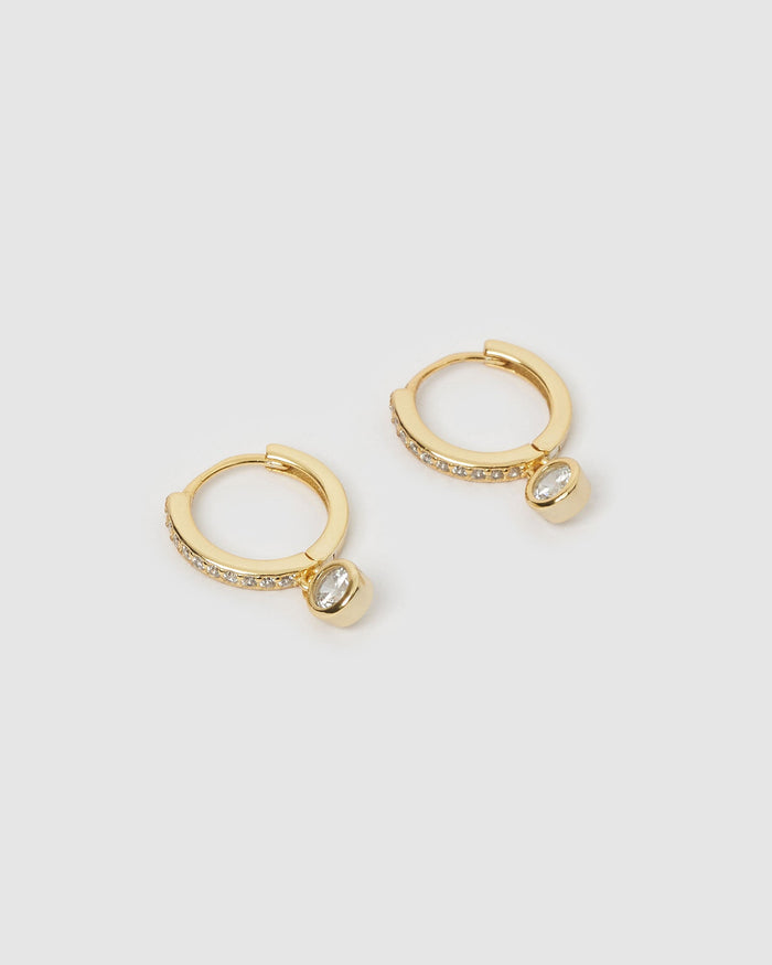 Rhodes Gold Earrings - Stone