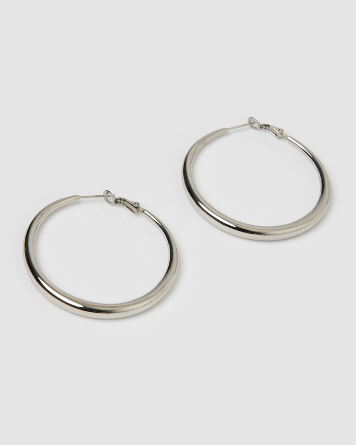 Riley Silver Hoop Earrings - Large