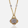 Roman Coin Necklace with Pearl Accents - The Riviera Towel Company