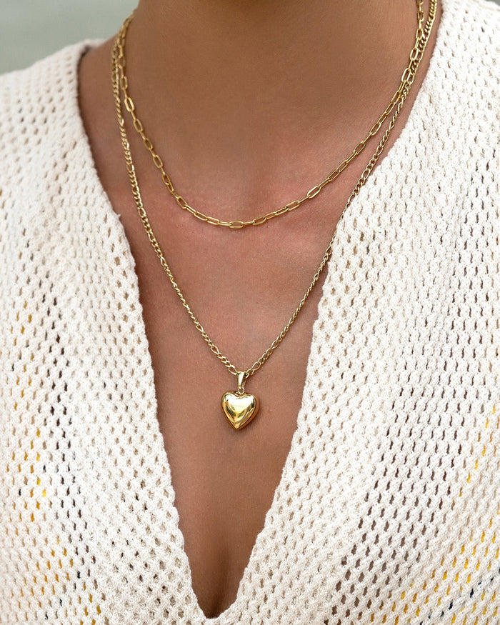 Rose Heart Necklace - Gold