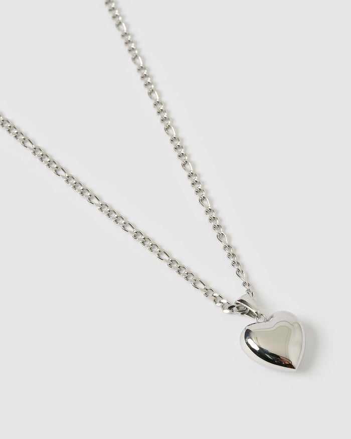 Rose Heart Necklace - Silver