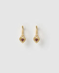 Ruby Heart Earrings - Red