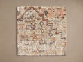 Samina Hand-Knotted Rug Swatch: square, textured, in off-white with abstract terracotta and dark brown geometric patterns.