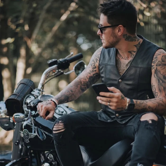 Santa Fe - Men's Premium Leather Motorcycle Vest