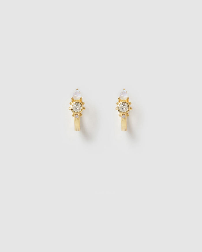 Santino Stone and Gold Huggie Earrings