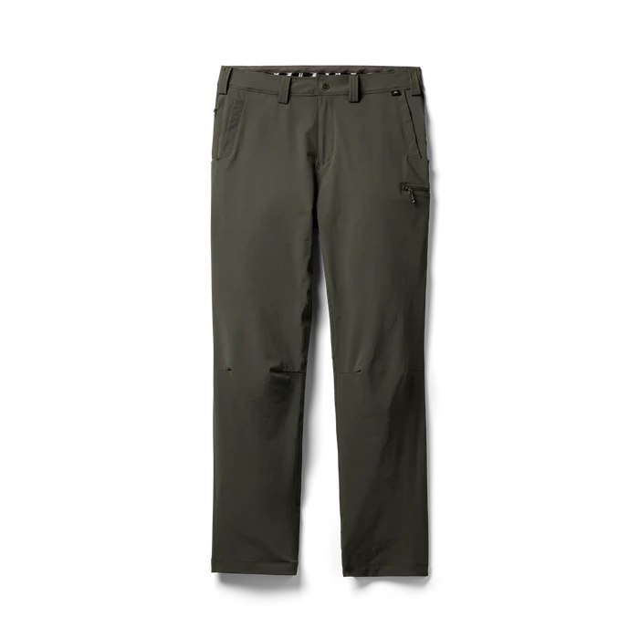 Laydown view of Scout Pant in cypress. #cypress