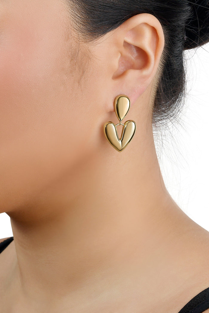 Sculptural Heart Drop Earrings