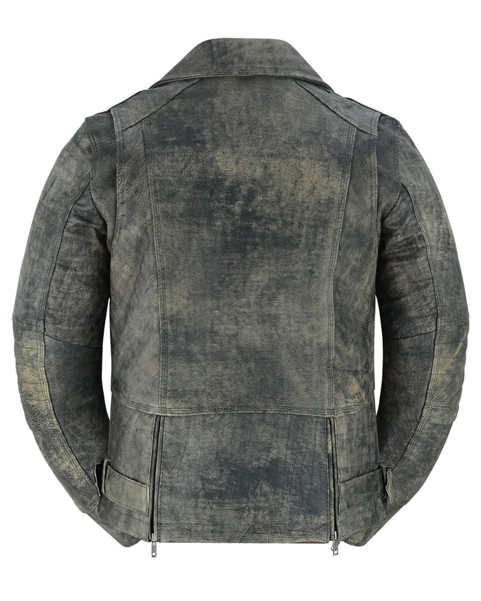 Shen Antique Brown Women's Leather Motorcycle Jacket