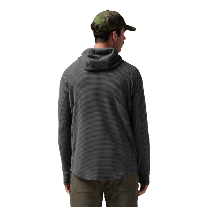Sixty Series Check Fleece Half Zip with Hood in Gray, on model #gray