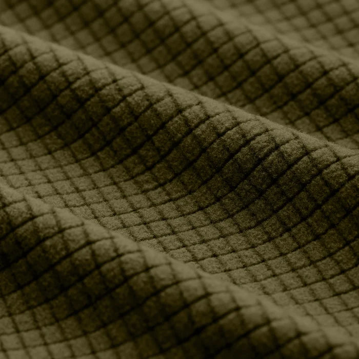 Sixty Series Check Fleece Half Zip in Olive, fabric detail #olive