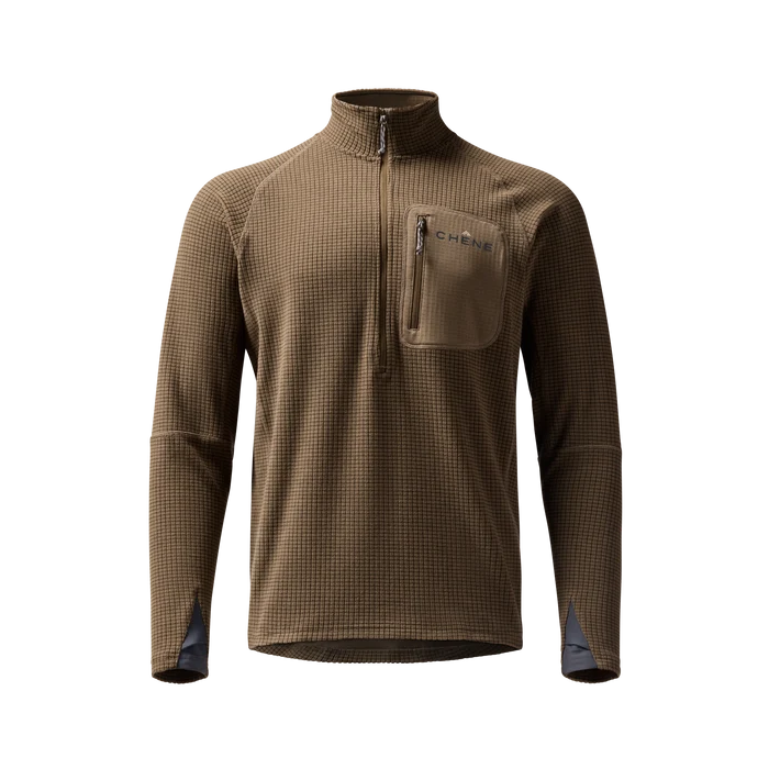 Sixty Series Check Fleece Half Zip in Field Tan, front view #field_tan