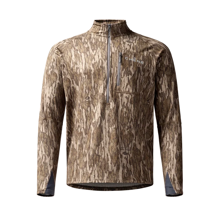Sixty Series Technical Fleece Half Zip in Mossy Oak Bottomland, front view #mossy_oak_bottomland