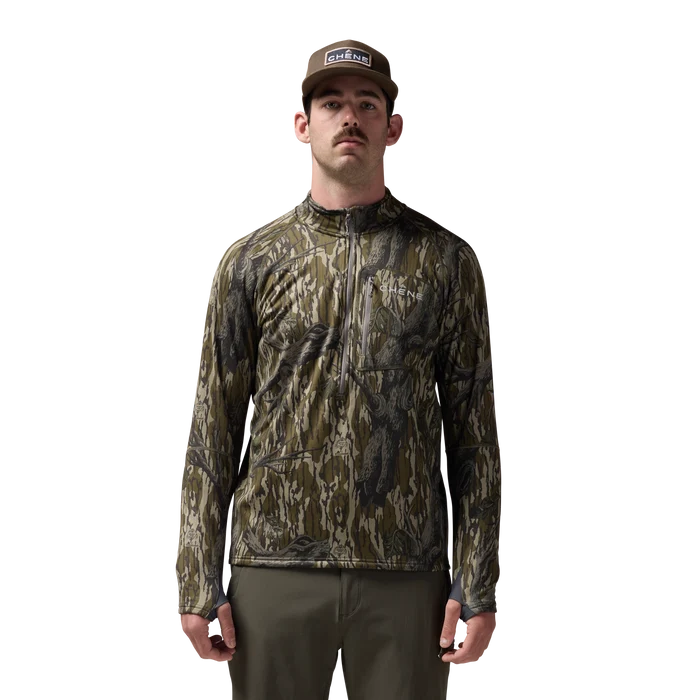 Sixty Series Technical Fleece Half Zip in Mossy Oak Original Treestand, on model #mossy_oak_original_treestand