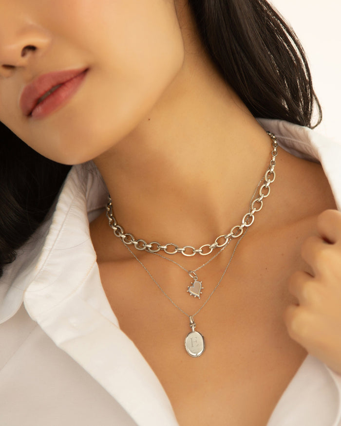 Slim Eve Sterling Silver Engraved Locket Necklace