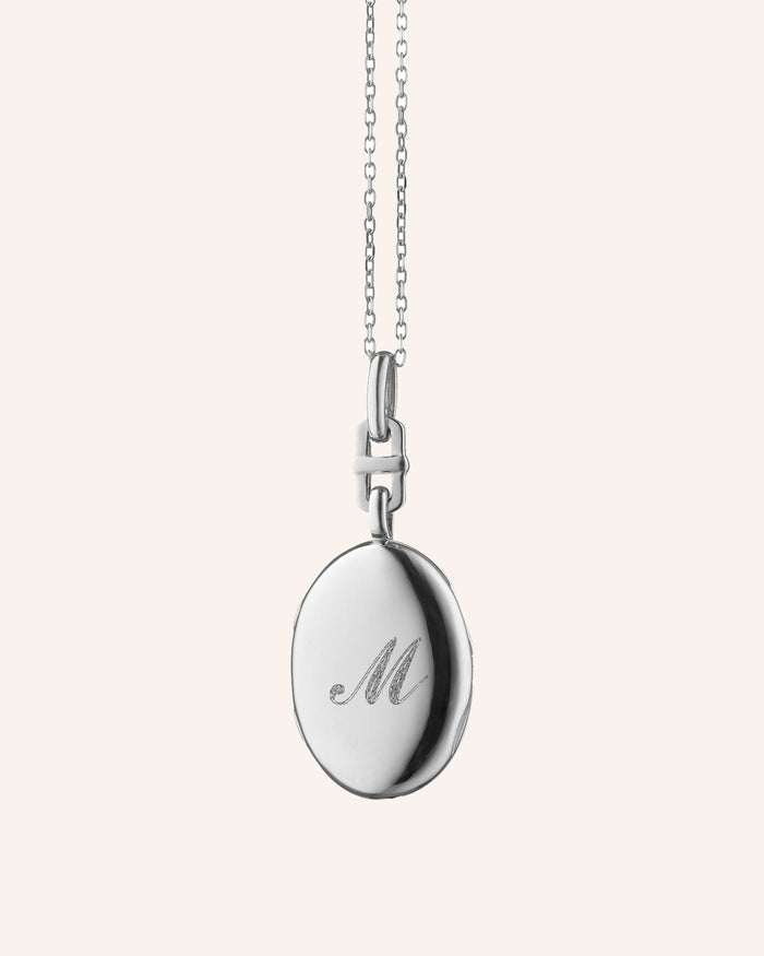 Slim Eve Sterling Silver Engraved Locket Necklace