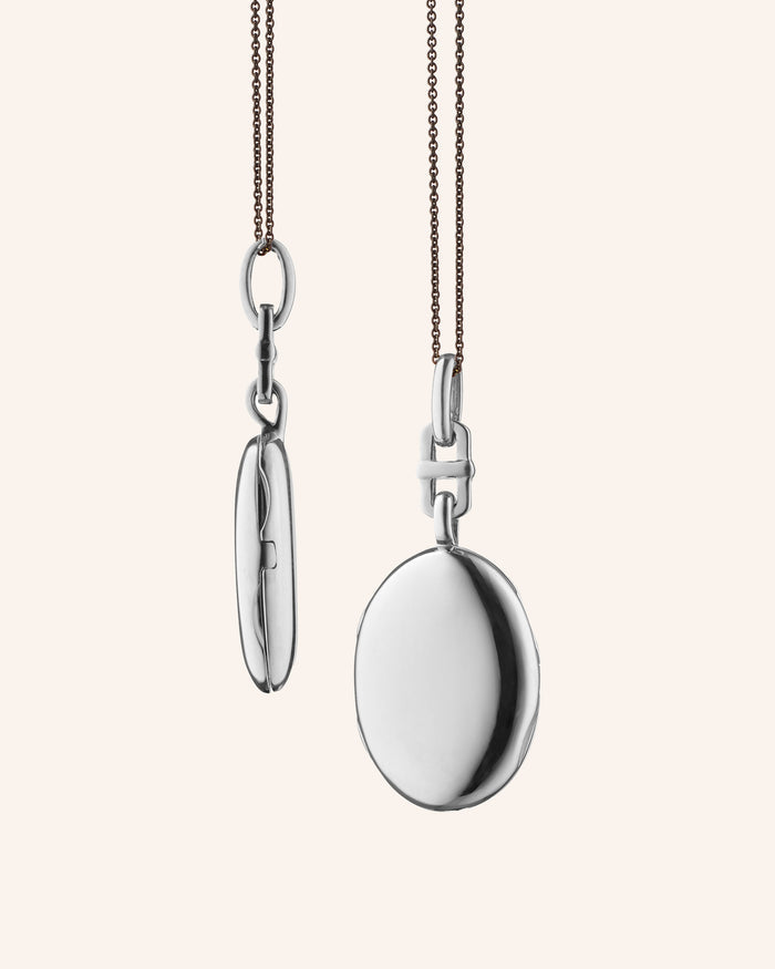 Slim "Eve" Sterling Silver Engraved Locket Necklace