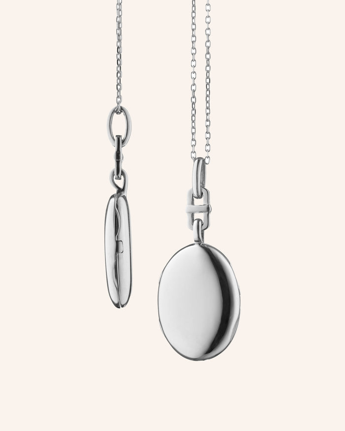 Slim "Eve" Sterling Silver Engraved Locket Necklace