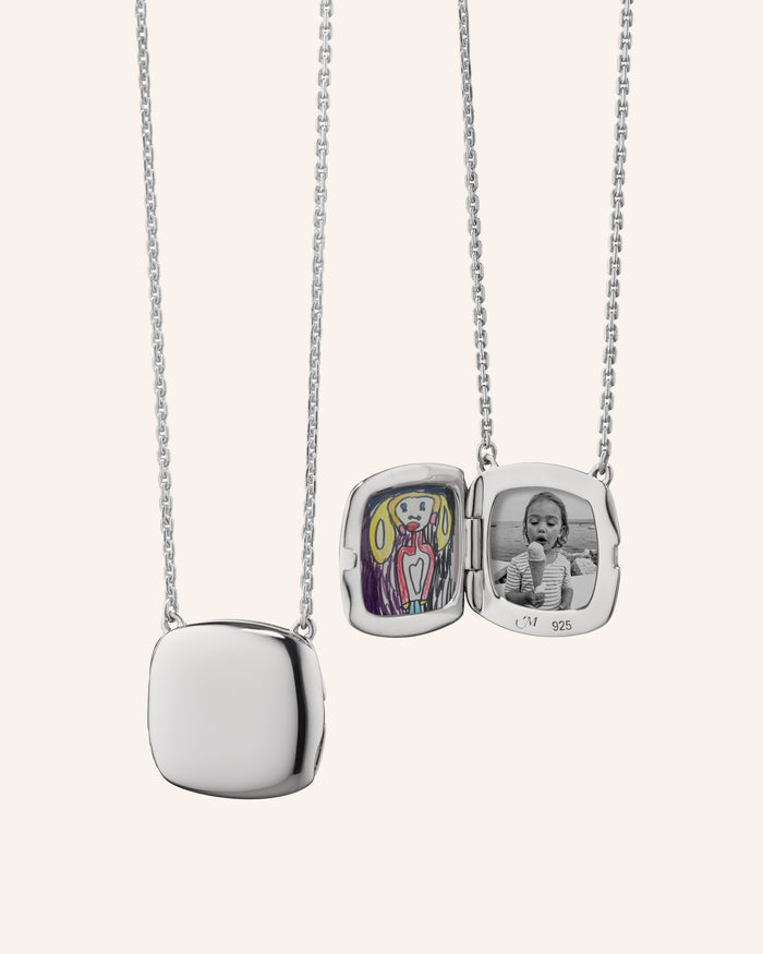 Slim "Viv" Sterling Silver Fixed Locket Necklace
