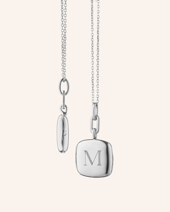 Slim Viv Sterling Silver Engraved Locket Necklace